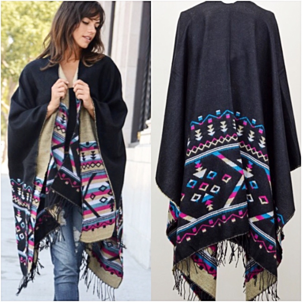 Bohemian Sweater Tassel Kimono Wrap O/S - Picture 4 of 8